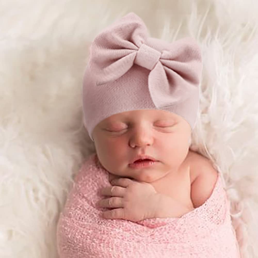 Newborn Baby Girl Hats and Mittens Set Baby Bow Beanie