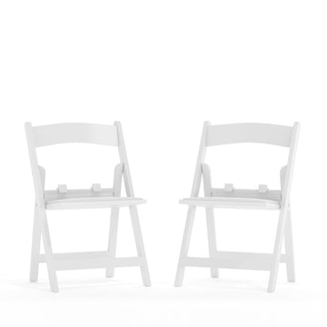 Kids Folding Chairs with Padded Seats | Set of 2 White Resin Folding Chair with Vinyl Padded Seat for Kids