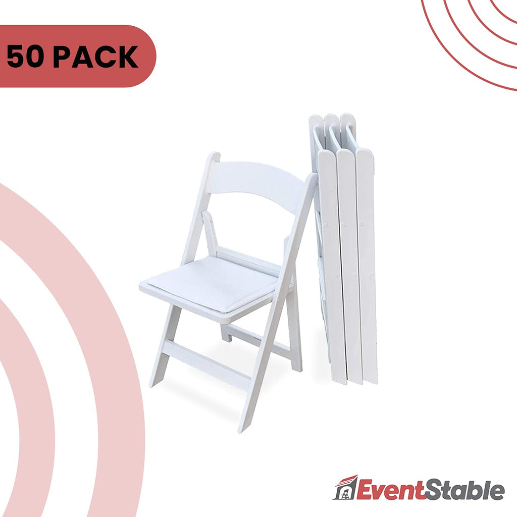 Titan PRO Resin Folding Chair, White, 50-Pack
