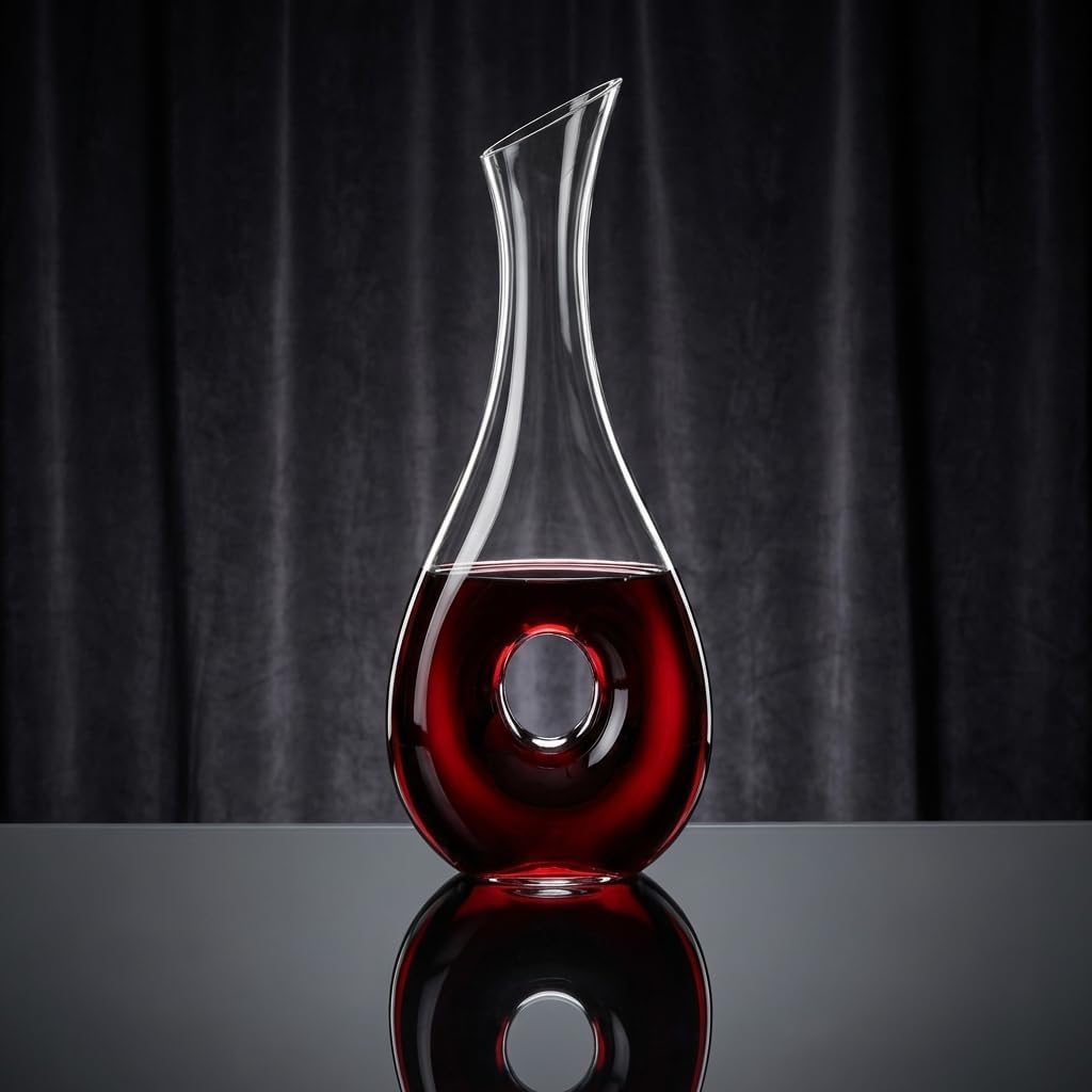 Crystal Wine Decanter - Snail Shaped Hand Blown Red Wine Carafe, 1000ml Aerator & Dispenser Bar