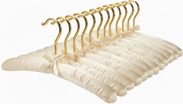 Premium Padded Hangers for Women's Clothing, Set of 12, Ivory