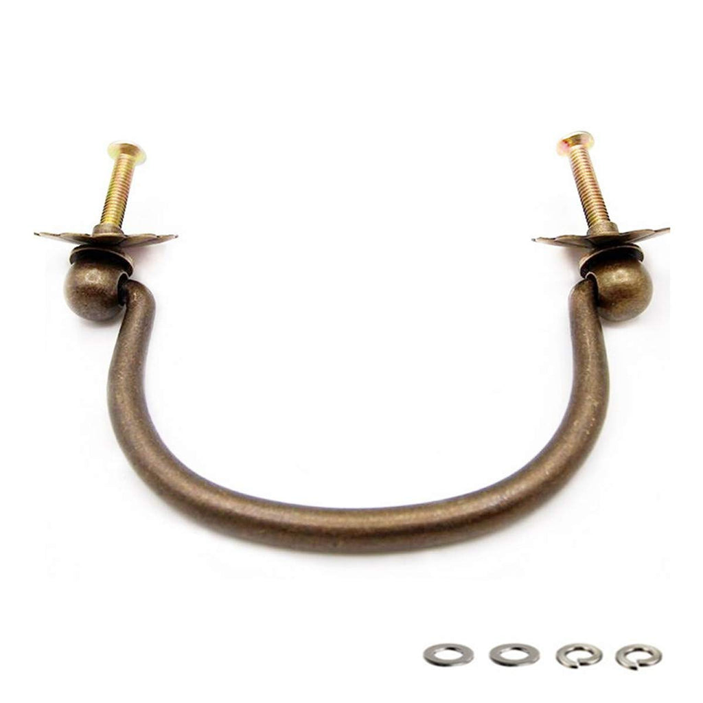 10 Pack Traditional Bail Cabinet Hardware Handle Pull Antique Brass Drawer Pull, 3-11/20 Inch Hole Centers (90mm)