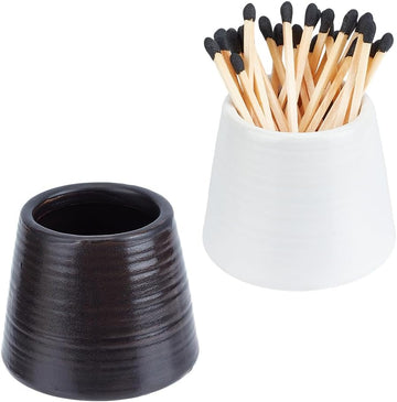 Match Holder Ceramic White Black Match Box House Matchstick Holder Pot Minimalist Cute Home Decor Matches - Set of 2