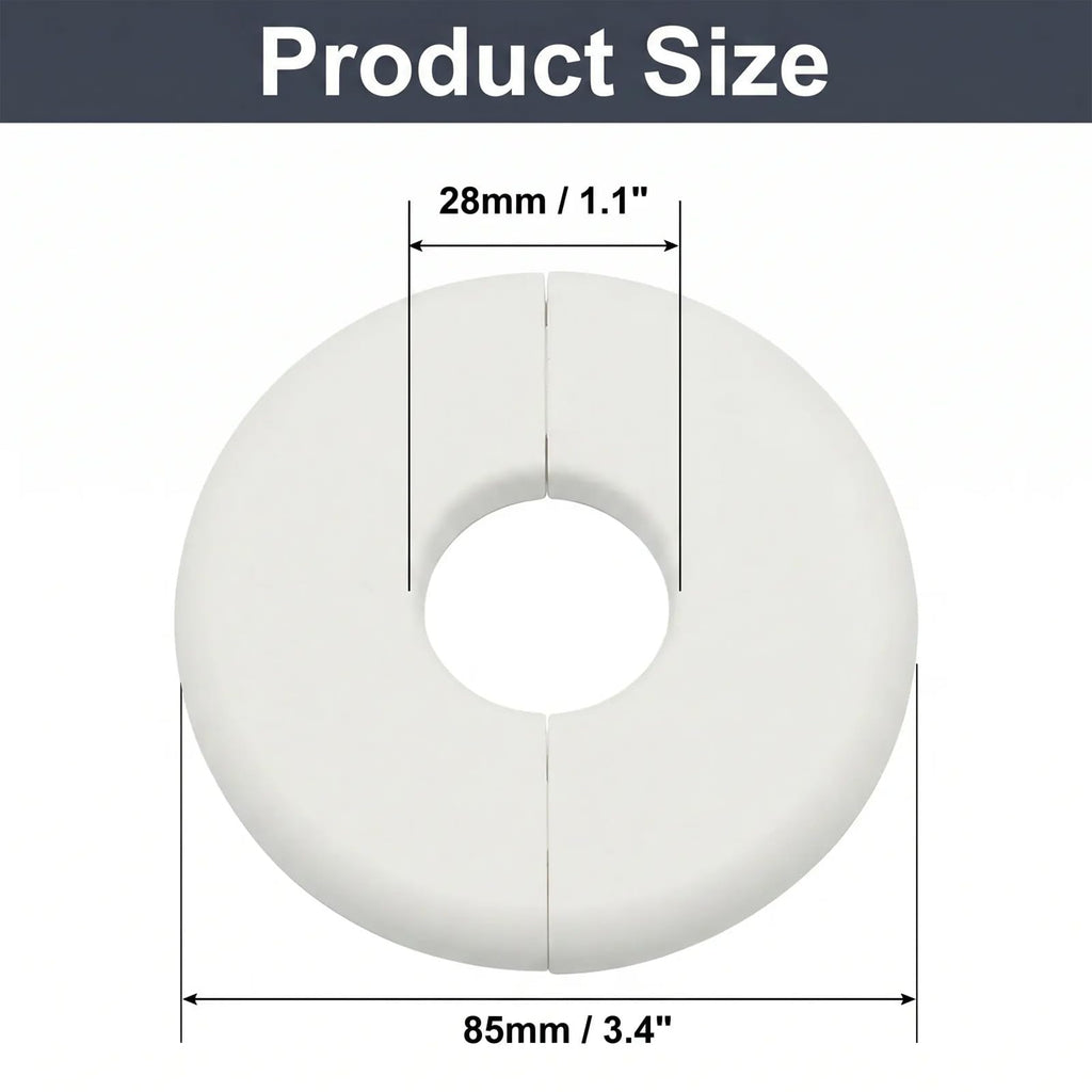 4Pcs 28MM Self-Adhesive Wall Split Flange for 1Inch Outer Diameter Pipes, White ABS Round Escutcheon Plate Plumbing