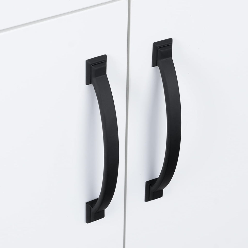 2 Pack 3-3/4 Inch Cabinet Pulls Matte Black Kitchen Cabinet Handles Zinc Alloy Drawer Pulls Solid Cabinet Hardware