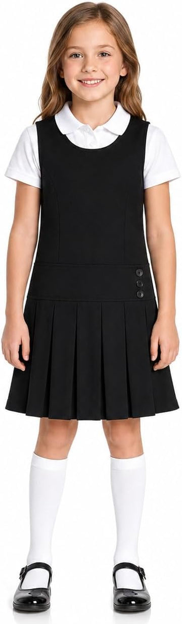Girls School Uniform Jumper: Sleeveless Pleated Dress