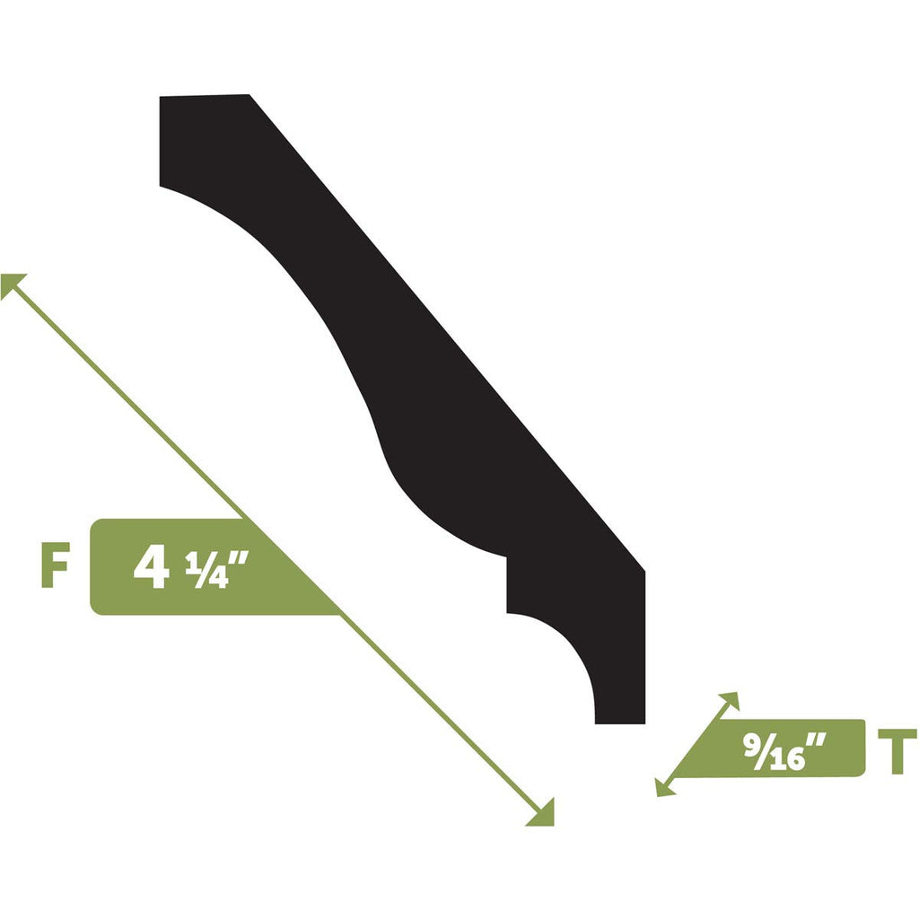 4 1/4"F x 9/16"T x 144"L Crown Flexible Moulding