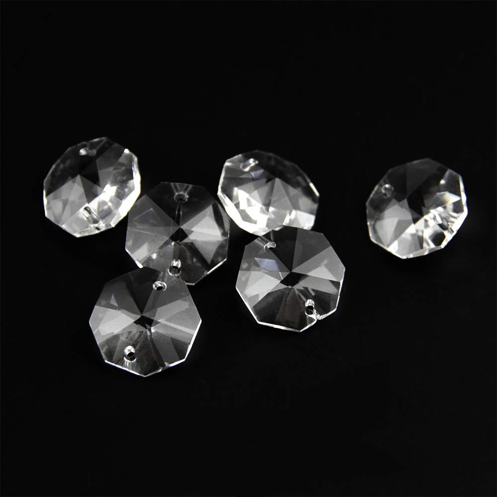 Chandelier Crytal 14mm Clear 200pcs Crystal Octagon Bead K9 Crystal 2 holes Diy Wedding & Home Ddecoration Crystal