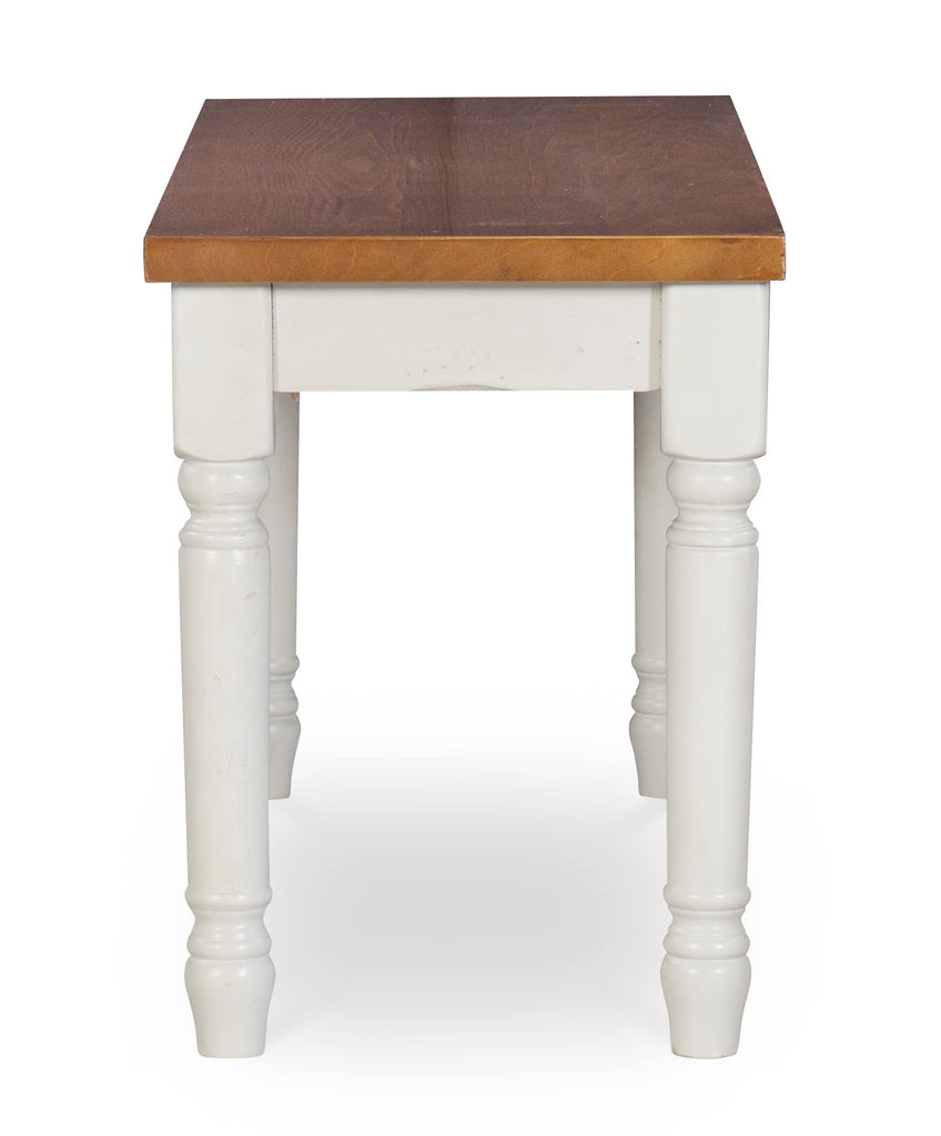 Willow White Backless Dining Bench with Honey Brown Wood Top