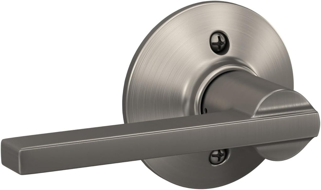 F10 LAT 619 Latitude Door Lever, Hall & Closet Passage Lock, Satin Nickel