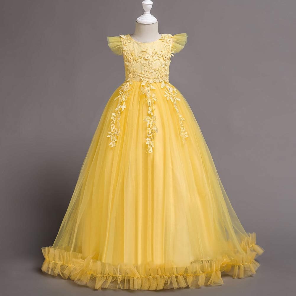 Flower Girls Maxi Dress Bridesmaid Wedding Pageant Party Princess Communion Floral Boho Vintage Lace Dance Gown