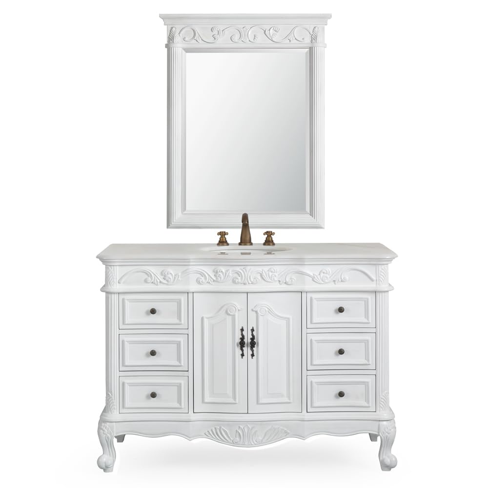 48" Traditional Style Antique White Beckham Bathroom Sink Vanity