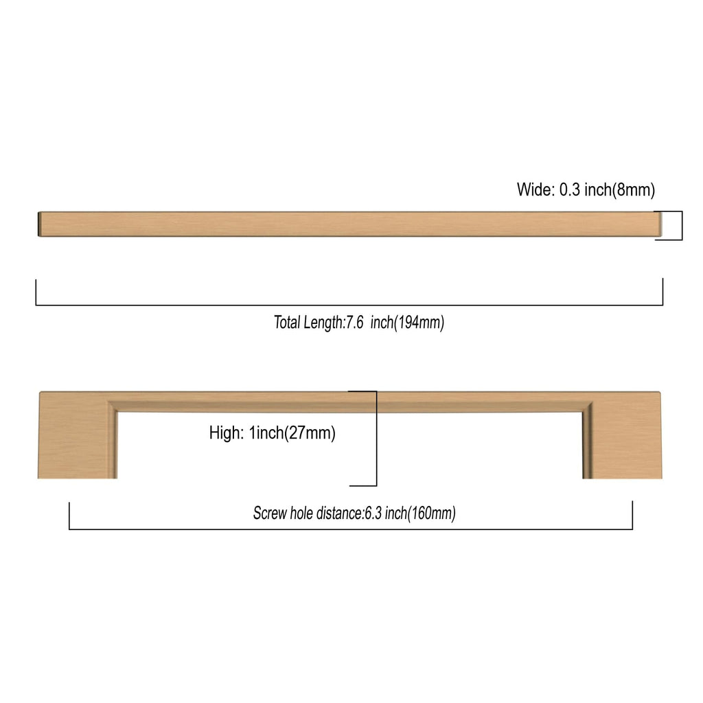 6 Pack 6.3 Inch(160mm) Champagne Bronze Kitchen Cabinet Handles, Cabinet Pulls Kitchen Cabinet Hardware for Cupboard