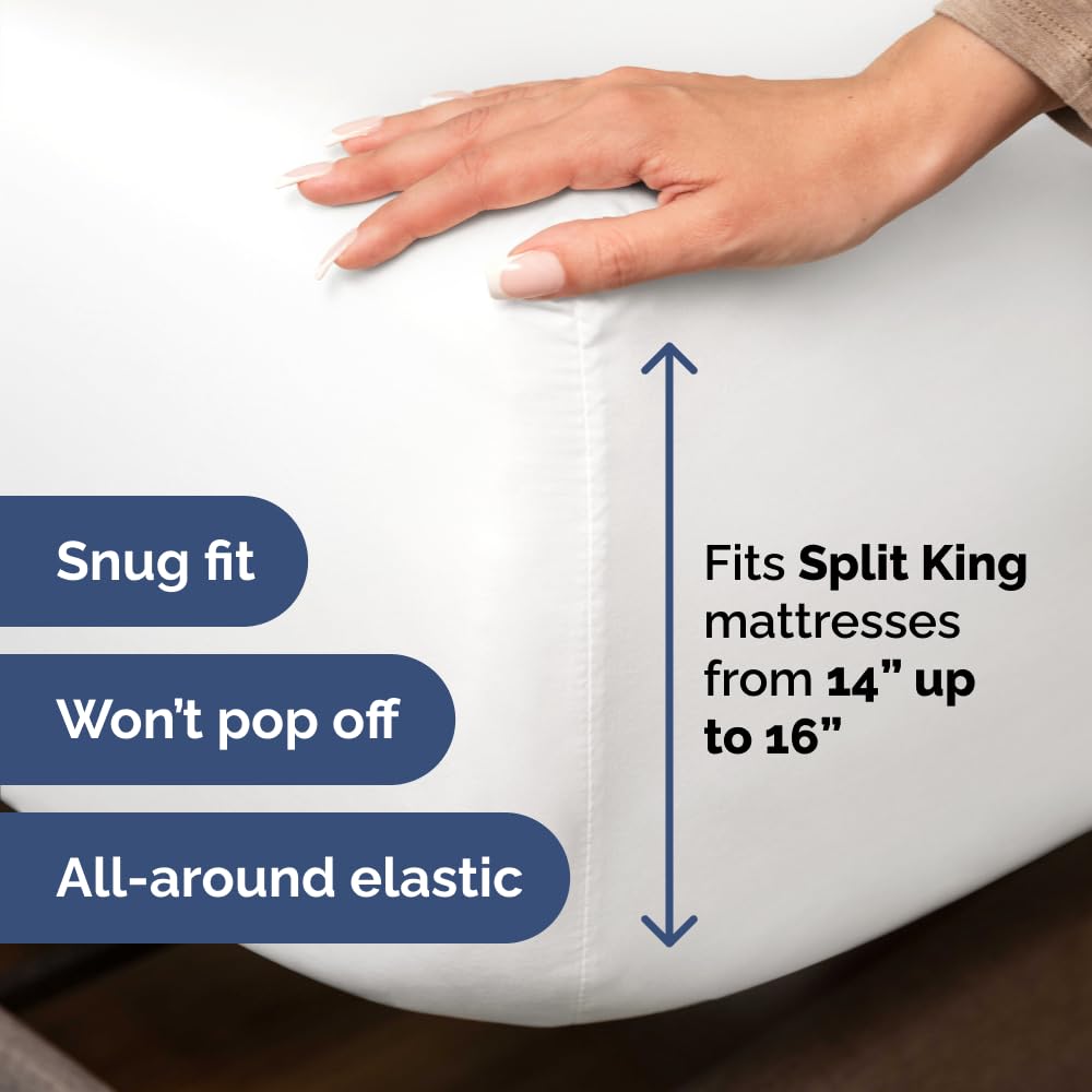 Flex Top Split Head King 4 Piece Sheet Set - Ultra-Soft, Breathable - White