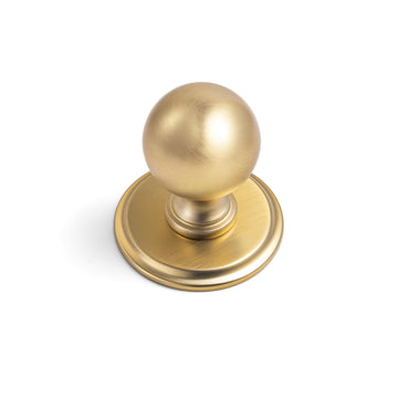 6 Pack Champagne Bronze Cabinet Knobs with Medallion Rosette Backplate, Solid Zinc Alloy Round Drawer Knobs, Luxury