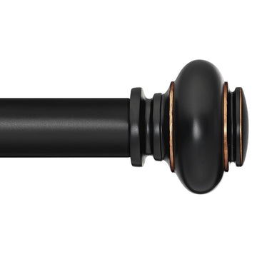 Black Curtain Rods for Windows 66 to 120 Inches Adjustable Decorative 1 Inch Diameter Single Window Curtain Rod Set