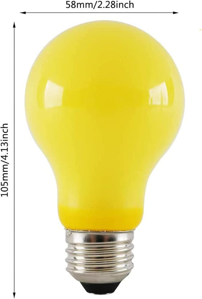 4 Packs 3W A19 LED Bug Light Bulbs Yellow LED Bulbs E26 Outdoor Bug Light Bulb 25W Equivalent 2000K Amber Glow Bug