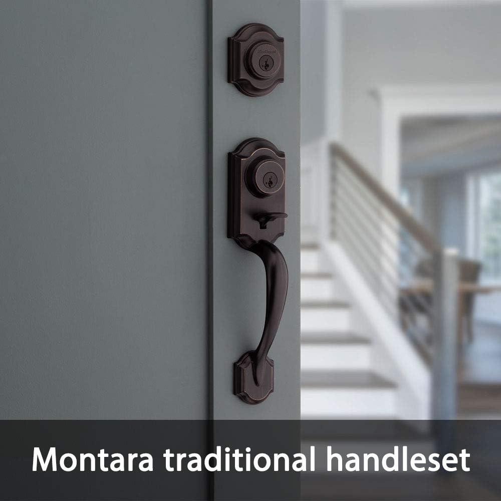 Montara Front Door Lock Handle and Deadbolt Set, Entry Handleset Exterior with Interior Door Knob, Venetian Bronze - Door Handleset