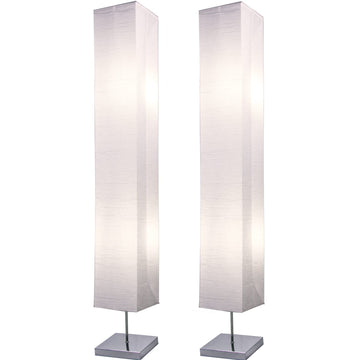 Rice Paper Floor Lamp Set of 2-59" Tall Japanese Paper Lantern Floor Lamps with Chrome Base and Foot Switch, 10" Shade