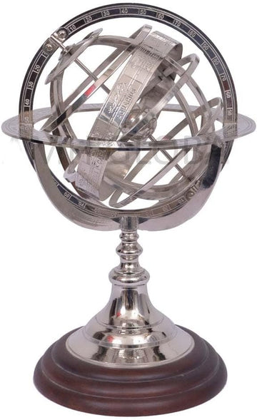 Nautical Brass Astrolabe Sphere | Brass Finish Armillary Collectible Sphere Globe | Home Decor and Figurines| Nickel