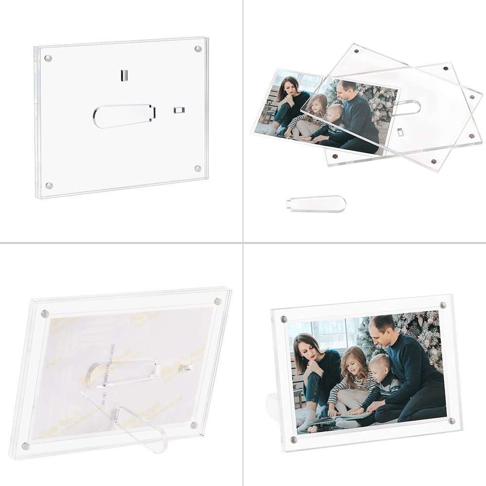 5x7 Acrylic Picture Frame, 5 Pack Clear Magnetic Picture Frame Desktop Display with Photo Frame Support Stand Best
