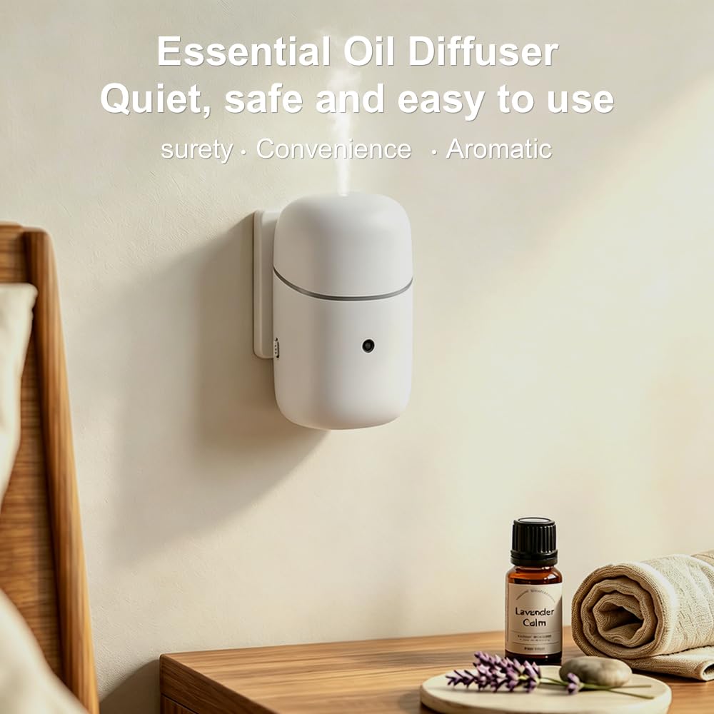 Waterless Diffuser, Quiet Plug in Essential Oil Diffuser with Up to 600 sq ft, 12-Hour Timer, Low/High Fragrance Modes