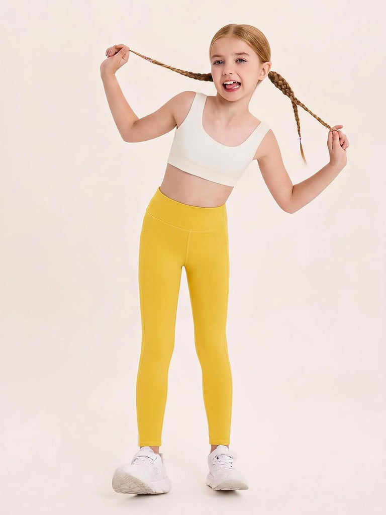 Girls Athletic Leggings Kids High Waisted Dance Yoga Pants