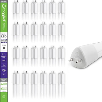 4FT T8 LED Tubes, 16W, 4000K, Dimmable, Type B, 24 Pack (24 Tubes)