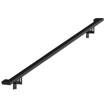Modern Aluminum Handrail Complete DIY Kit - Matte Black with Adjustable Wall Mount Brackets Included (4' Length)