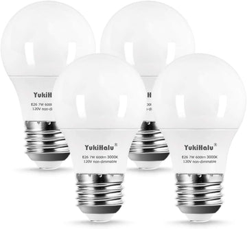 A15 LED Light Bulbs, 60W Equivalent, E26 Base, 2700K/3000K/4000K/5000K 7W 600 Lumens 120V, Non-Dimmable, Ceiling Fan