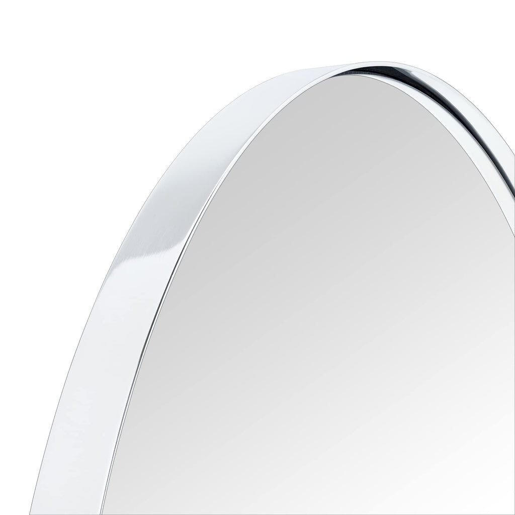 Chrome Oval Bathroom Mirror 20x40'' Pill Shaped Oblong Vanity Mirror Metal Framed Capsule Mirror for Wall in