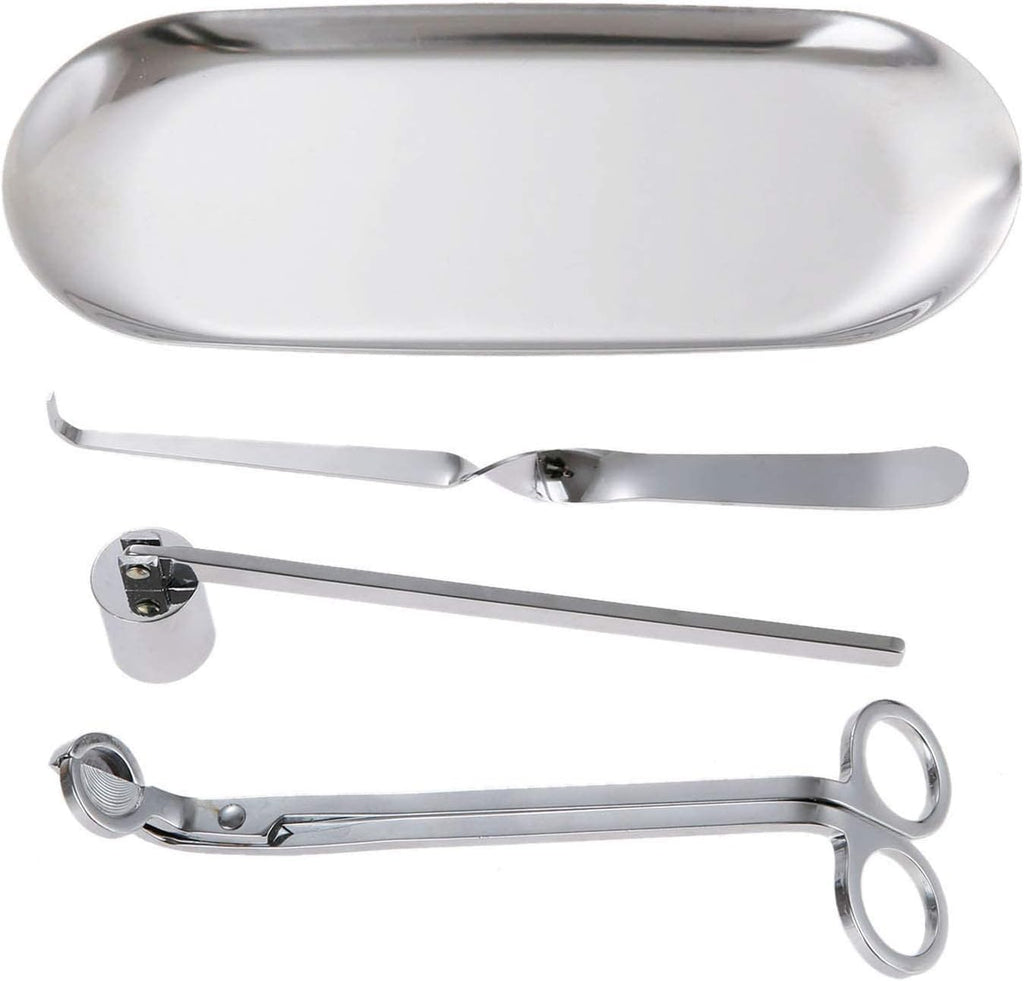 4-in-1 Stainless Steel Candle Care Kit for Candle Lovers, Silver - Set of 4