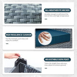 5-Piece Wicker Outdoor Patio Furniture Set - Conversation | Peacock Blue All-Weather Resistant for Patio, Garden & Porch