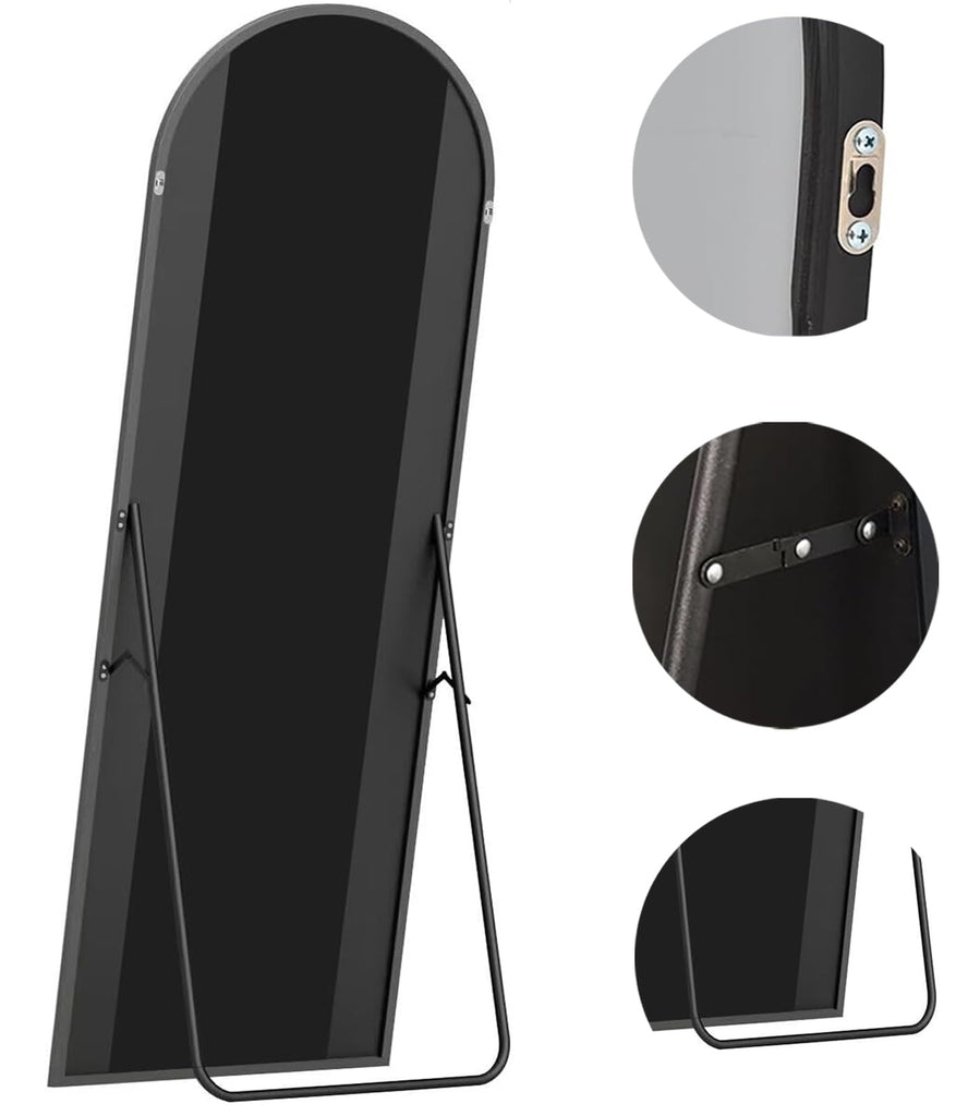Full Length Mirror, 71"x30" Large Arched Standing Floor Mirror(Black)