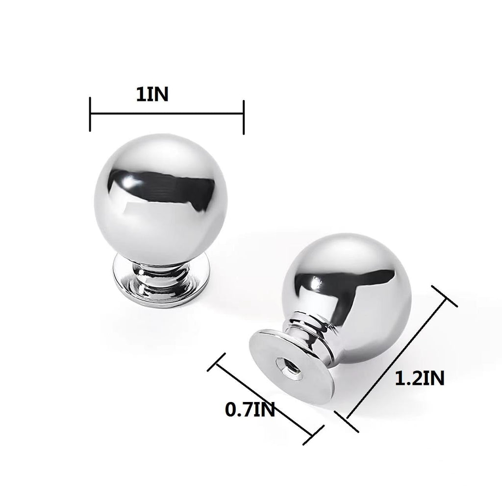 6 Pack 1 Inch Vintage Ball Polished Chrome Cabinet Knobs Kitchen Cabinet Hardware Drawer Knobs Pulls for Drawers.