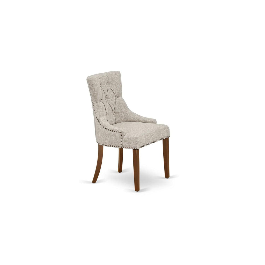 West Furniture FRP3T05 Friona Parson Dining Chairs - Button Tufted Nailhead Trim Doeskin Linen Fabric Upholstered