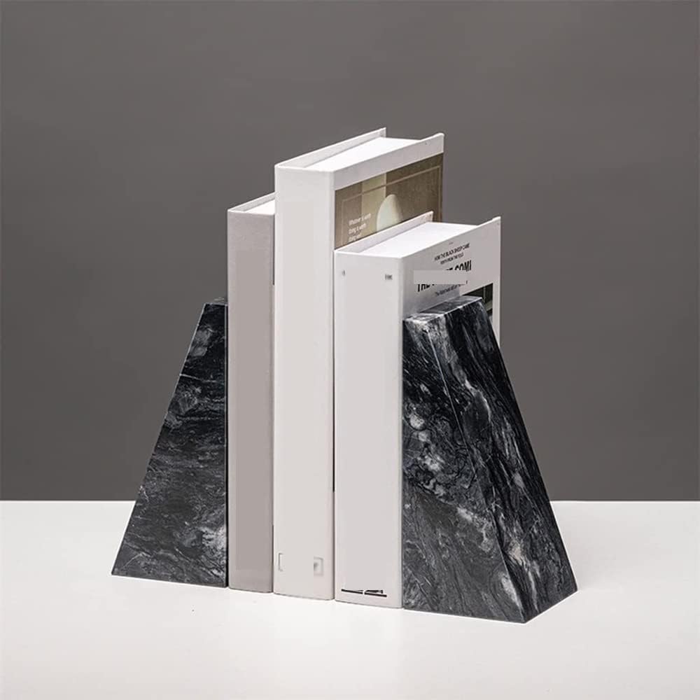 Bookends Decorative Book Support Marble Bookends For Shelves, Non-Skid Book Ends, Heavy Duty Marble Book Holders