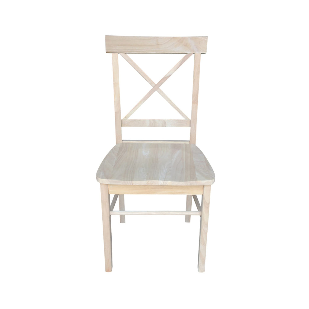 Set of 2 X-Back Solid Wood Chairs, Unfinished