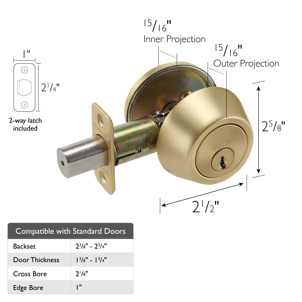 Single Cylinder Deadbolt, Satin Brass
