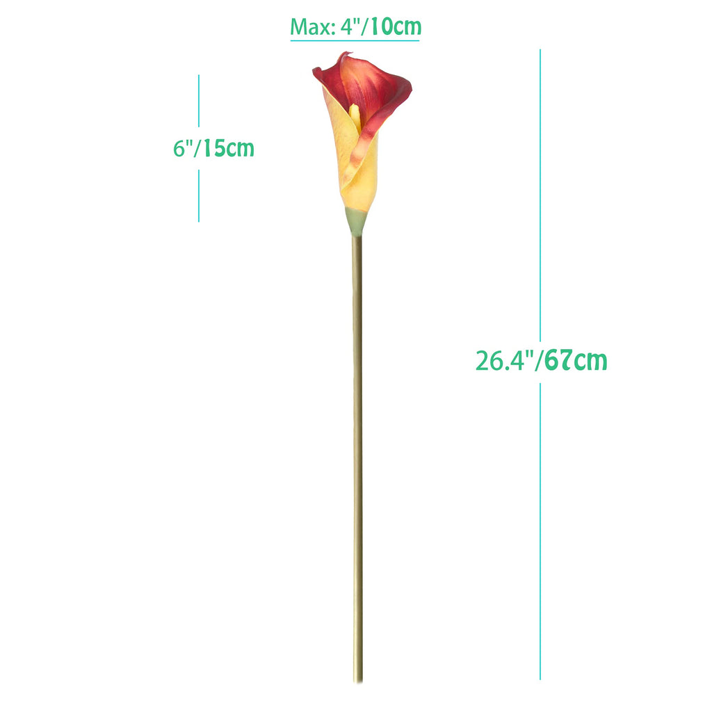 10pcs Calla Lilies Artificial Flower, 26'' Long Stem Artificial Calla Lily Flowers, Realistic Arum Lilies for Wedding