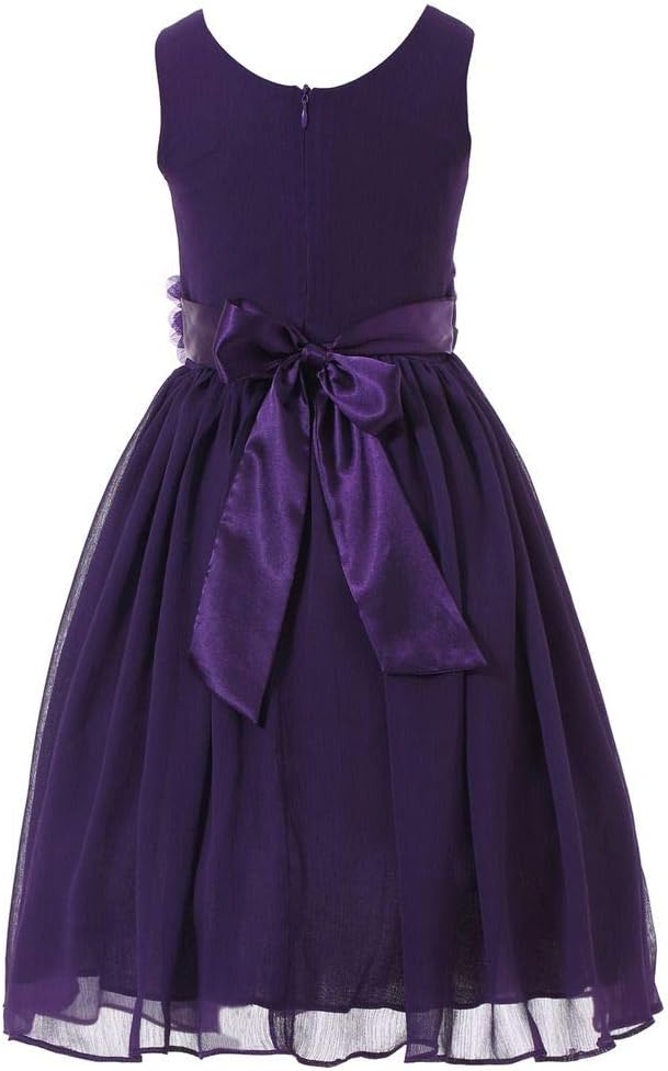 Flower Girl Dress, Junior Bridesmaid V-Neck Chiffon Formal Style
