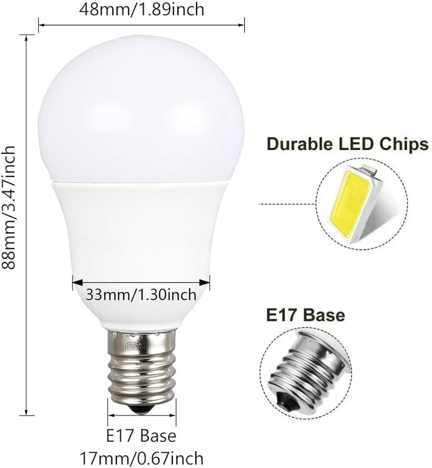 E17 LED Light Bulbs A15 5W G14 Globe Light (Daylight White 5000K)