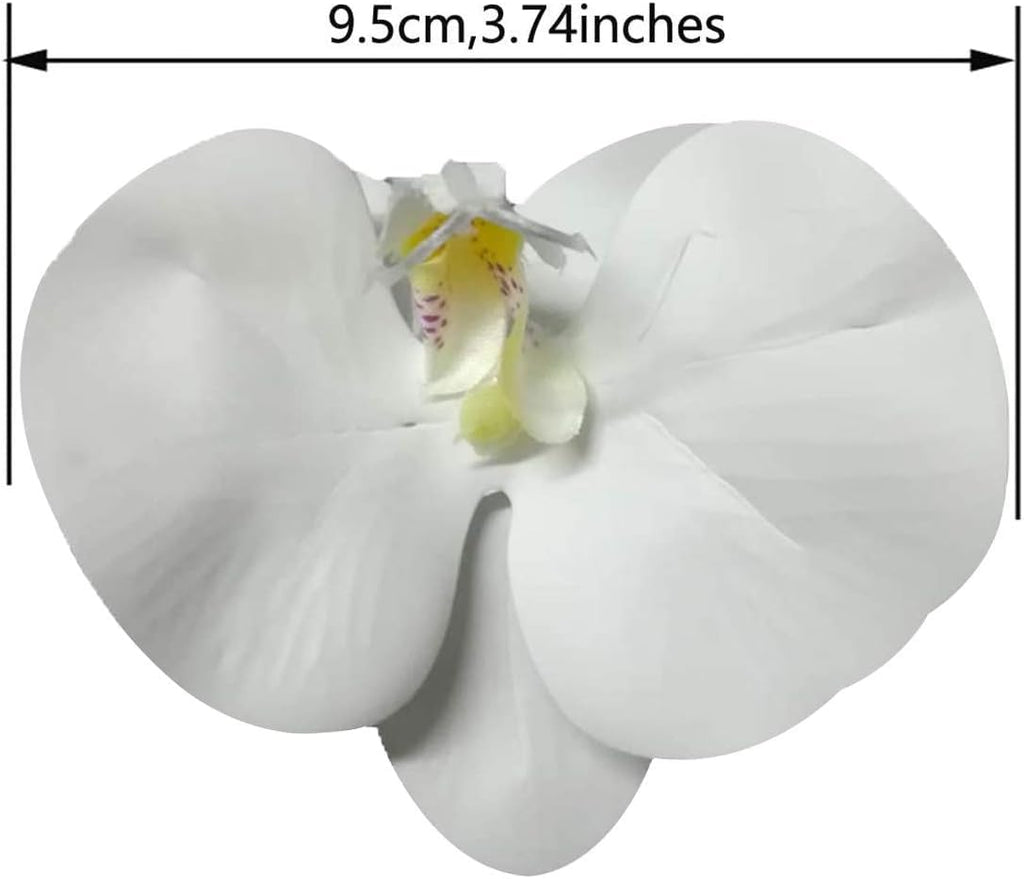 10 Pcs Artificial Real Touch Latex Phalaenopsis Orchid Stem Bouquets with 2 Leaves Artificial Flowers for Wedding