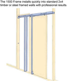 Sliding French Double Pocket Doors 72 x 96 inches Clear Glass 3 Lites| Lucia 2555 Matte White | Kit 