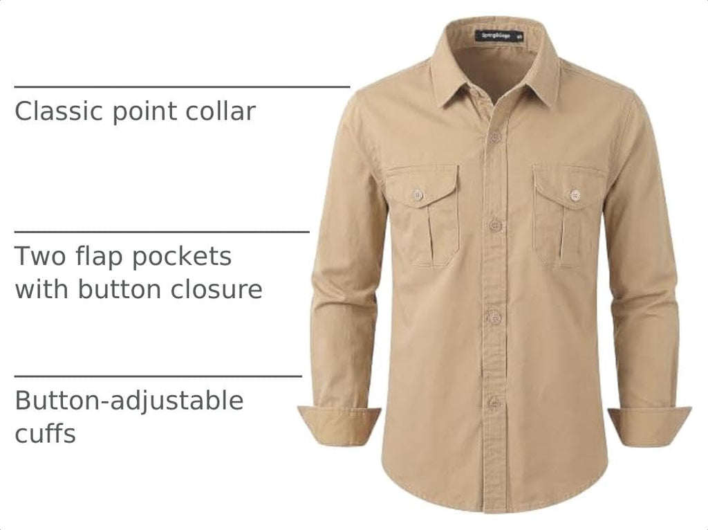 Boys' Long Sleeve Button Down Shirt for Kids Woven Solid Two Pockets