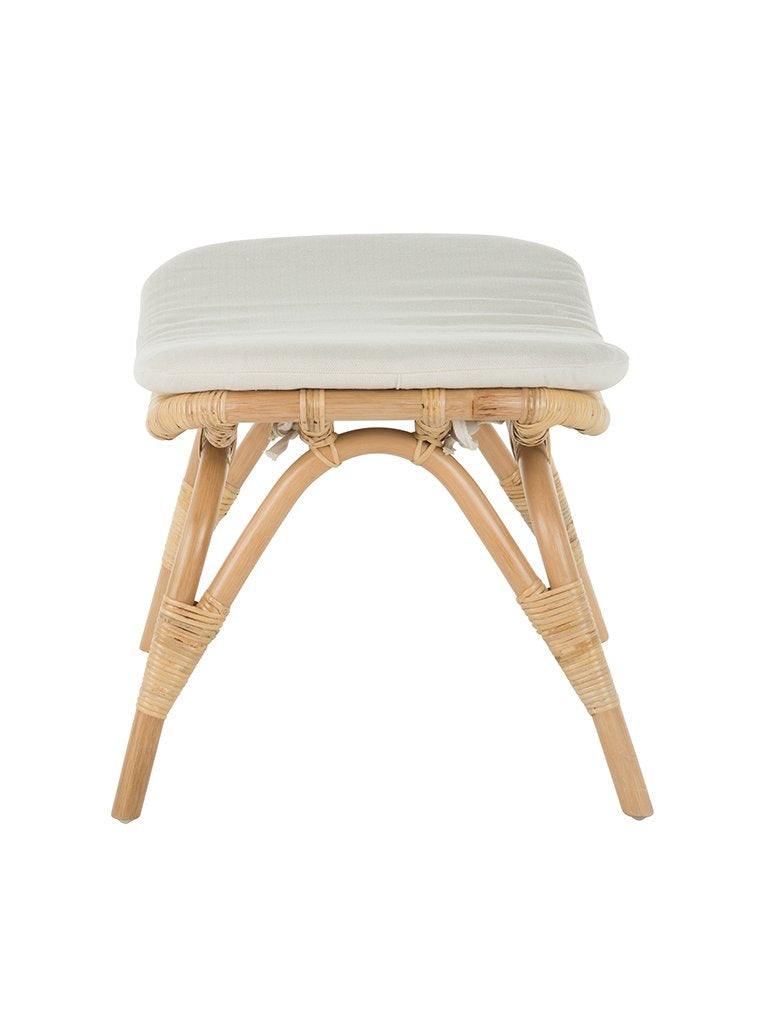 Rattan Foot Stool - Indoor Ottoman, Bathroom, Entryway Bench, Vanity, Foot Rest, Bedroom, Kitchen Step, Natural