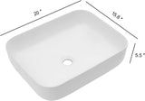 20x16 Inch Bathroom Vessel Sink Rectangule Bowl Sinks for Bathrooms White Vessel Sink Above Counter Rectangular