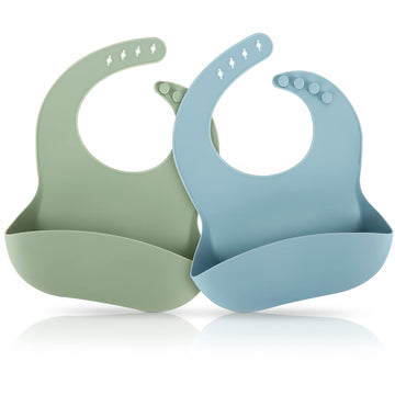 Silicone Baby Bibs for Babies & Toddlers | Adjustable Silicone Bibs 2 Set