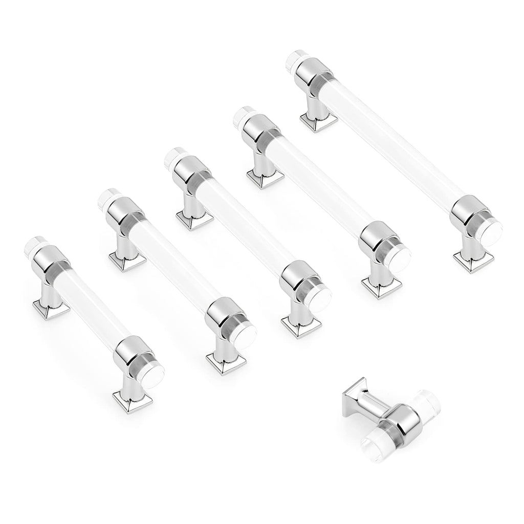 Acrylic Cabinet Handles & Pulls 5" Hole Centers Round 10 Pack