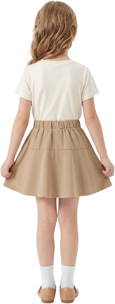 School Uniform Skirts: High Elastic Waist Mini Pleated Skirt Casual Stretch Skater Skort for Girls